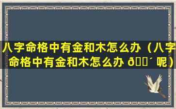 八字命格中有金和木怎么办（八字命格中有金和木怎么办 🐴 呢）